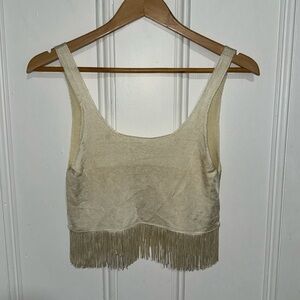 MANGO Fringed Knitted Top